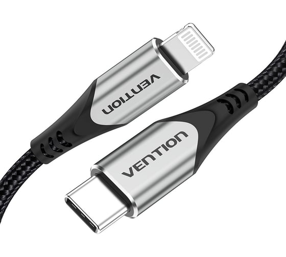 Кабель VENTION USB 2.0 CM/Lightning 8M для iPad/iPhone - 1м. Серебристый TACHF