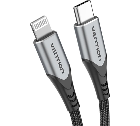 Кабель VENTION USB 2.0 CM/Lightning 8M для iPad/iPhone - 1м. Серебристый TACHF
