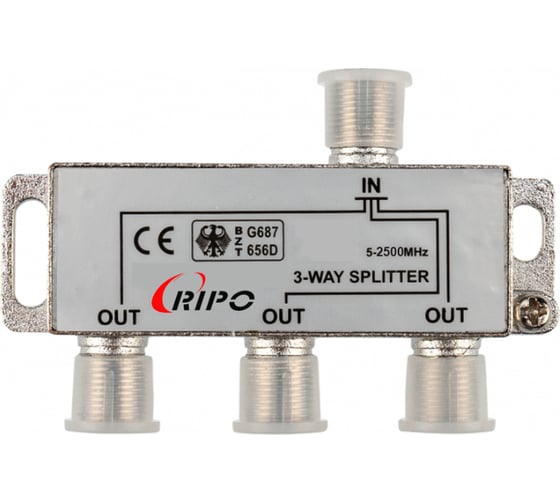 Сплиттер (делитель) Ripo tv на 3 направления под f разъемы 5-2500 mhz 005-400084/500 1