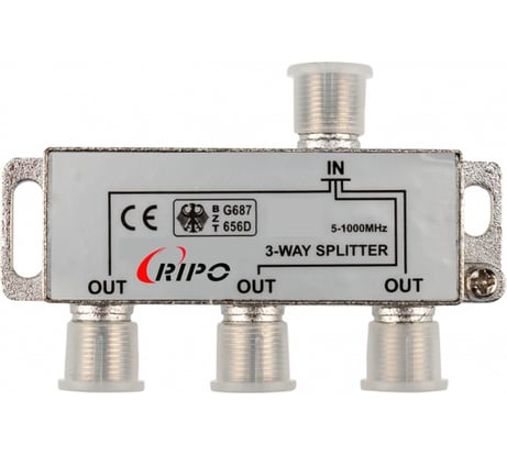 Сплиттер (делитель) Ripo tv на 3 направления под f разъемы 5-1000 mhz 005-400082