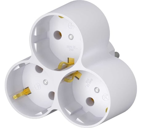 Разветвитель тройник ФОТОН 16А с заземлением, 4000 Вт, 12323