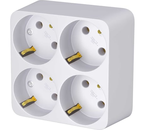 Разветвитель четверник ФОТОН 16А, на 4 розетки с заземлением 4000Вт, 12326