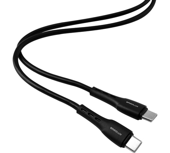 Кабель Type C-Type C Ergolux ELX-CDC06-C02, 5А, 80Вт, 1,2м, Черный, Зарядка+ПД 15201