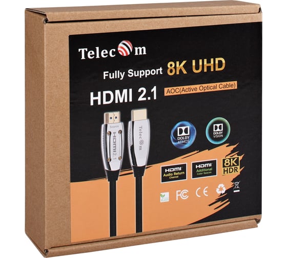Активный оптический кабель Telecom hdmi 19m/m ver 2.1 8k 60hz 15m TCG2120-15M