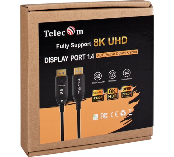 Активный оптический кабель Telecom displayport 1.4 8k 60hz 5m TCG2130-5M