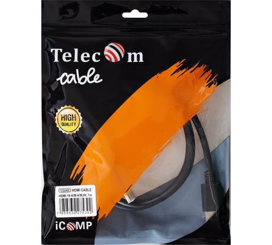 Кабель hdmi Telecom 19m/m ver 2.1 8k 60hz econom 1m TCG245C-1M