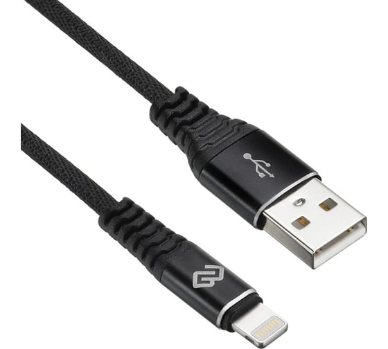 Кабель DIGMA LIGHT-3M-BRAIDED-BLK USB (m)-Lightning (m) 3м черный 1080255