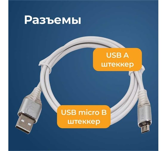 Интерфейсный кабель Filum 1 м, usb 2,0 pro, 2a, индикатор заряда, разъемы: usb a male- usb micro b male, пакет FL- CPro-U2-AM-microBM-L1