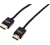 Кабель Filum HDMI 2 м, slim, ver,2,0b, медь, черный, разъемы: hdmi a male-hdmi a male, пакет FL-CProSL-HM-HM-2M