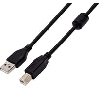 Интерфейсный кабель Filum usb 2,0 1,8 м, usb 2,0 pro, ферритовое кольцо, черный, разъемы: usb a male-usb b male, пакет FL-CPro-U2-AM-BM-F1-1,8M