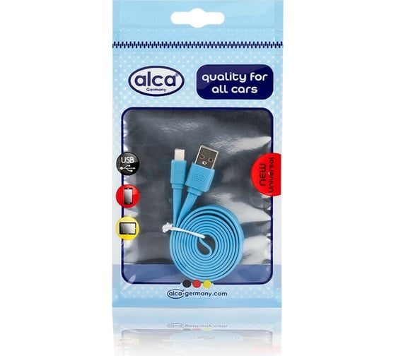 Кабель Alca Lightning USB 2.0 голубой 510740