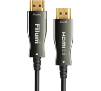 Волоконно-оптический кабель Filum активный, оптический, 50 м, 4k/60hz, hdmi v,2,0, arc, 19m/19m, черный, коробка FL-AOC-HDMI2,0-50M