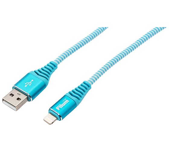 Интерфейсный кабель Filum usb 2,0 1 м, usb 2,0 pro, синий, 2 а, разъемы: usb a male - lightning male, пакет FL-CPro-U2-AM-LM-1M-BL1