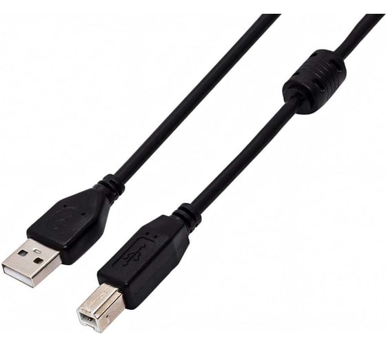 Интерфейсный кабель Filum usb 2,0 1 м, usb 2,0 pro, ферритовое кольцо, черный, разъемы: usb a male-usb b male, пакет FL-CPro-U2-AM-BM-F1-1M 1