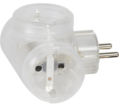 Тройник IEK STANDARD Т-01/03 3 места с заземлением 16А прозрачный 050663