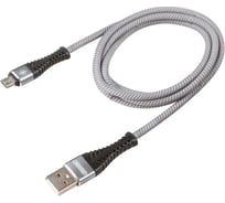 Кабель SKYWAY usb - microusb, 10w, в мягкой оплетке, серый 1,5м S09602010