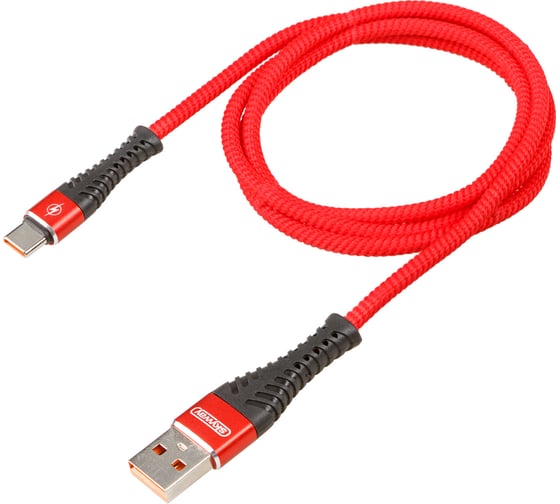 Кабель SKYWAY usb - type-c, 15w, в мягкой оплетке, красный, 1м S09603009 1