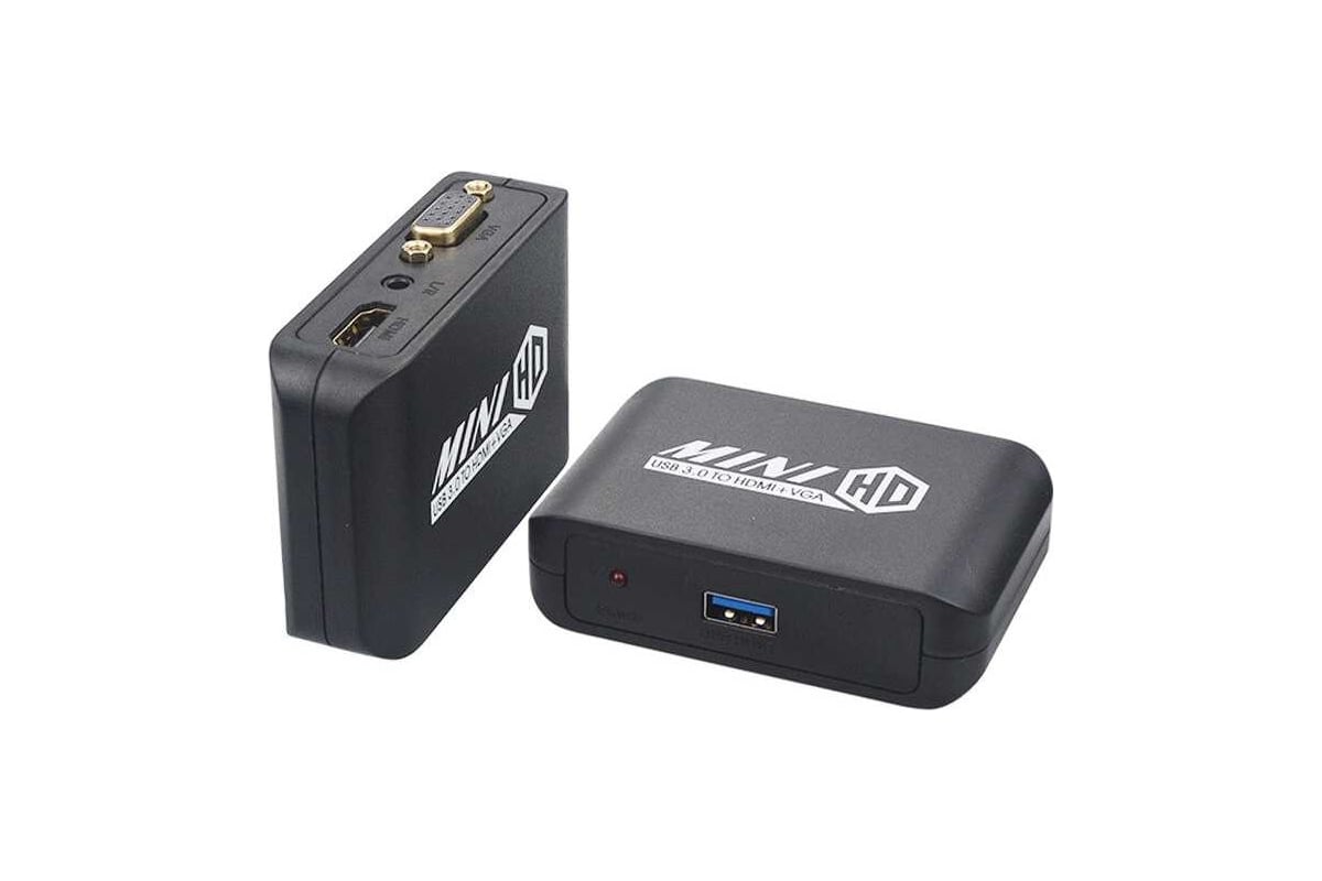 Адаптер - переходник - внешняя видеокарта USB - 2x HDMI, черный