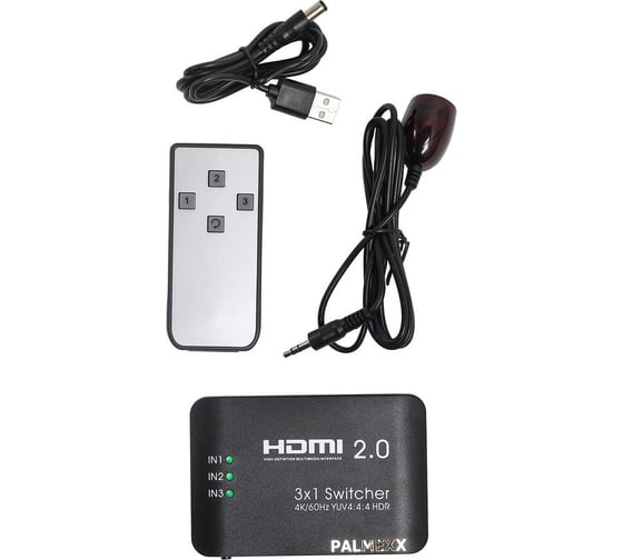 Свитч AYS31V20 3HDMI*1HDMI PALMEXX 4K/60Hz YUV 4:4:4 HDR (2160P, 3D, HDMI V2.0) PX/AYS-31V20
