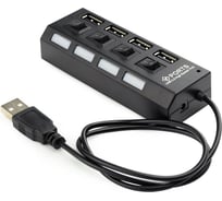 Концентратор Gembird USB 2.0 с подсветкой и выключателем, 4 порта, блистер UHB-U2P4-02