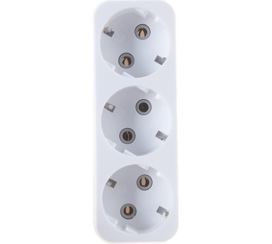 Разветвитель Smartbuy 3 гнезда с заземлением плоский 16А 250B SBE-16-A02-3z