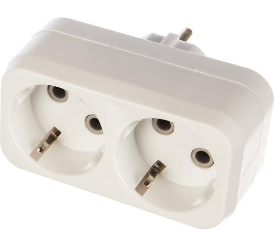Разветвитель Smartbuy 2 гнезда с заземлением плоский 16А 250B SBE-16-A02-2z 1