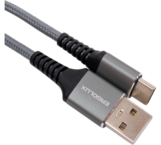 Кабель Ergolux Elx-cdc11-c09 usb-type c, 5а, 80вт, 1,5м, серый, нейлон, зарядка+пд, коробка 15312