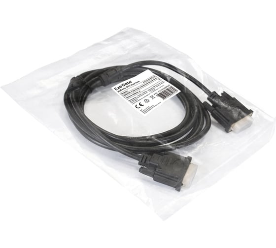 Кабель ExeGate DVI dual link EX-CC-DVI2F-3.0 25M 25M, 3м, 2 фильтра, позолоченные контакты 191095