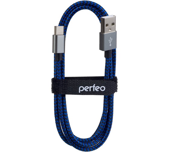 Кабель PERFEO USB2.0 A вилка - USB Type-C вилка черно-синий длина 3 м. U4904 30 010 761 1