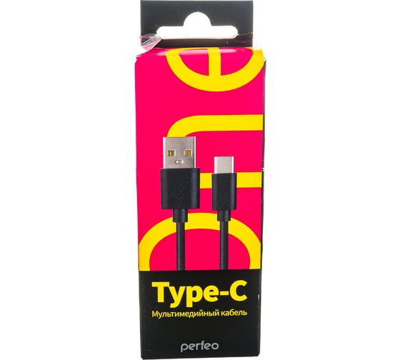 Кабель PERFEO USB2.0 A вилка - USB Type-C вилка черный длина 1 м. бокс U4703 30 013 254