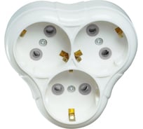 Электрический разветвитель Jilion евро (с заземлением), 3 гнезда, треугольник, 16А, белый 9533882