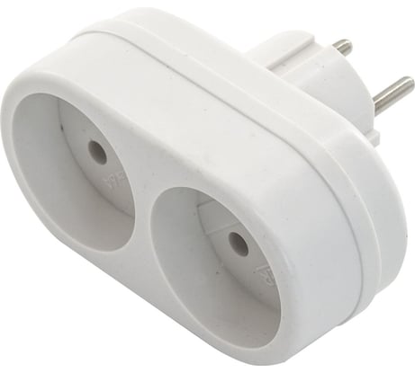 Плоский разветвитель Very 2 гнезда, с заземлением, 16 А, белый, 89-0-092