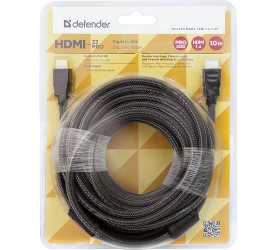 Цифровой кабель Defender HDMI-33PRO HDMI M-M, ver1.4, 10м 87435