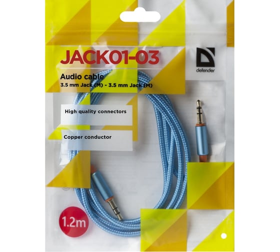 Аудио-кабель Defender JACK01-03 Синий JACK M-JACK M, 1,2м 87512
