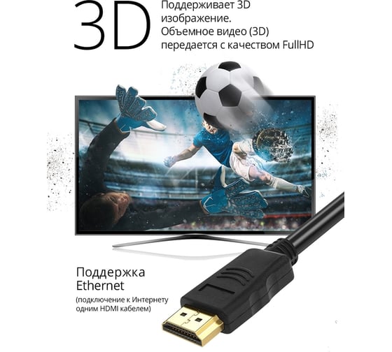 Цифровой кабель Defender HDMI-67 HDMI M-M, ver 1.4, 20м пакет 87357