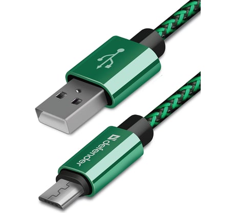 USB кабель Defender USB08-03T PRO USB2.0 Зеленый, AM-MicroBM, 1m, 2.1A 87804