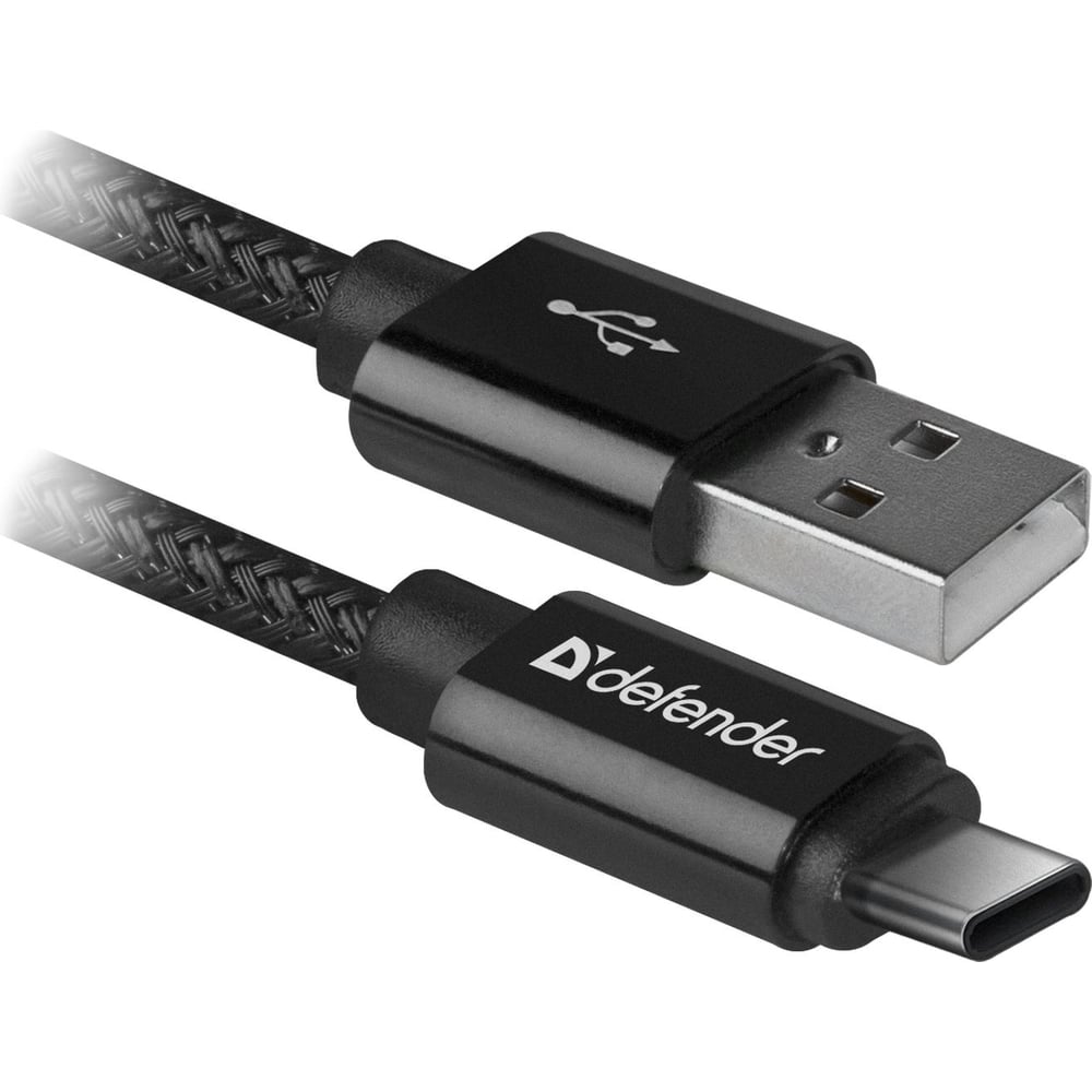 USB кабель Defender USB09-03T PRO USB2.0 Черный, AM-Type-C, 1m, 2.1A