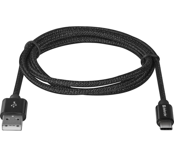 USB кабель Defender USB09-03T PRO USB2.0 Черный, AM-Type-C, 1m, 2.1A 87814