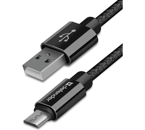 USB кабель Defender USB08-03T PRO USB2.0 Черный, AM-MicroBM, 1m, 2.1A 87802
