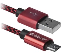 USB кабель Defender USB08-03T PRO USB2.0 Красный, AM-MicroBM, 1m, 2.1A 87801