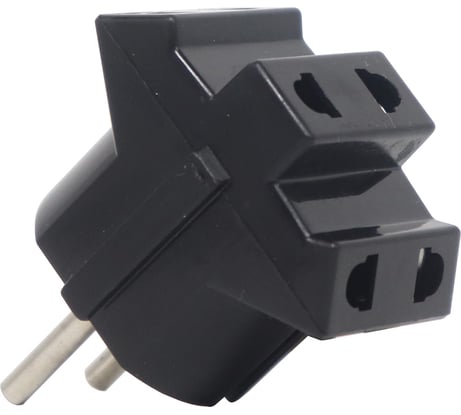 Разветвитель-переходник AY-KA адаптер, тройник, 3 гнезда, 10A, 250В, плоская вилка, черный 7914700