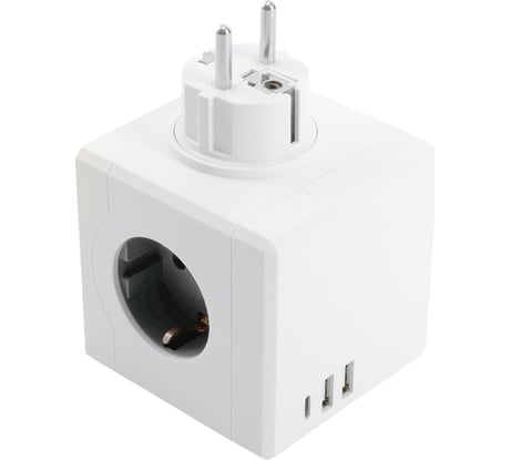 Сетевой 3-местный разветвитель STEKKER ADP16-33-21 250В, 16A, 2хUSB A+Type C, белый 49231