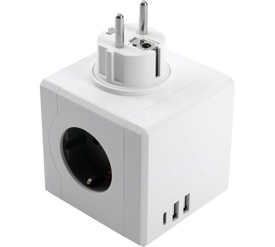 Сетевой 3-местный разветвитель STEKKER ADP16-33-21 250В, 16A, 2хUSB A+Type C, белый 49231