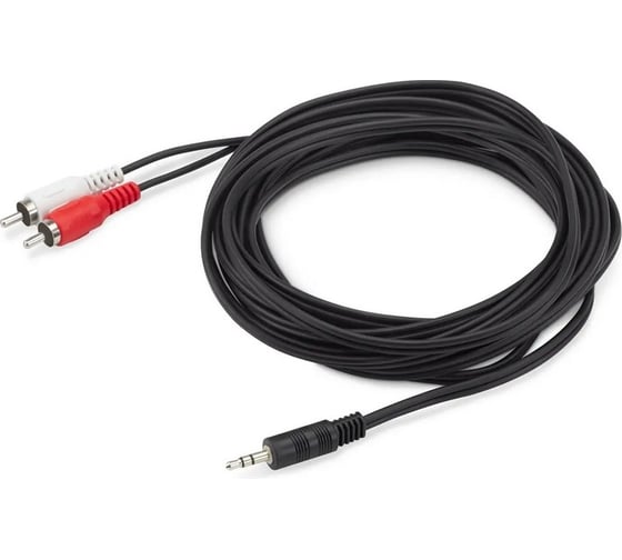 Кабель соединительный аудио BURO Jack 3.5 (m)/2хRCA (m) 5м. черный (BAAC010-5) 817195