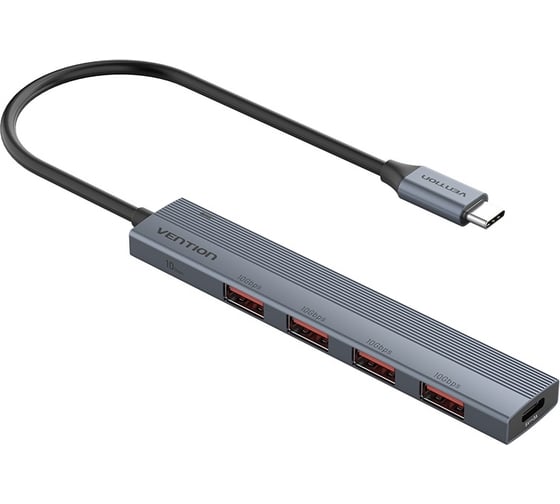 Концентратор VENTION OTG USB 3.2 Gen 2 Type-C на 4 USB порта + USB-C PD Серый - 0.15м. CKHHB