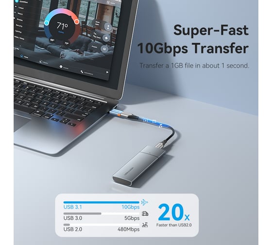 Адаптер-переходник VENTION OTG USB 3.1 AM/CF CUAH0