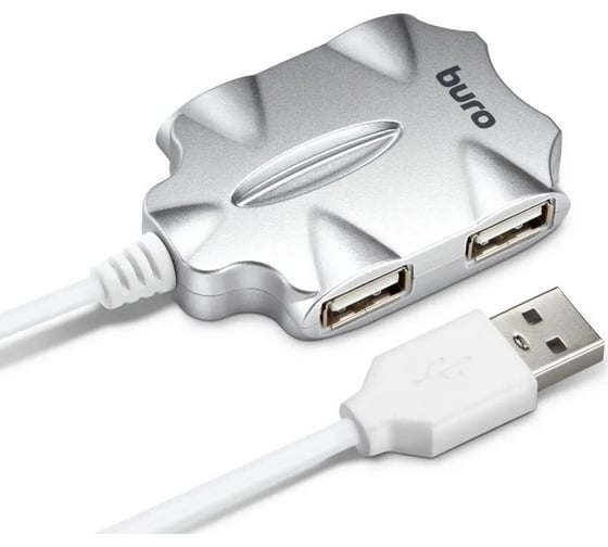 Разветвитель BURO USB 2.0 BU-HUB4-0.5-U2.0-Candy 4порт. серебристый 1001418