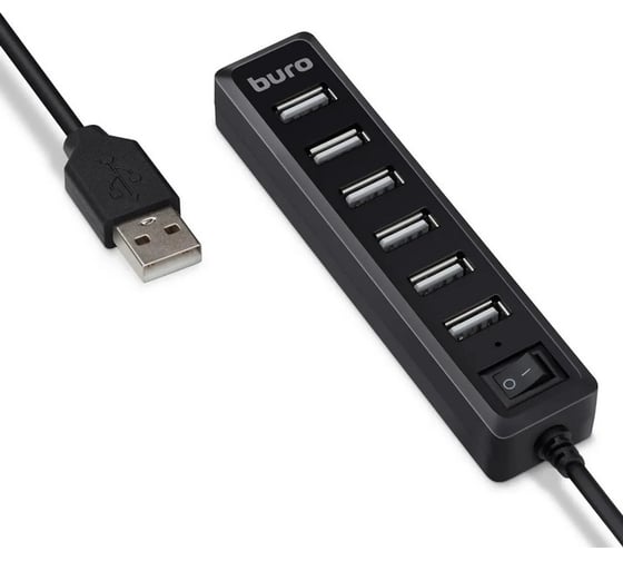 Разветвитель BURO USB 2.0 BU-HUB7-1.0-U2.0 7порт. черный 436334 1