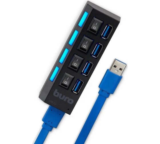 Разветвитель BURO USB 3.0 BU-HUB4-U3.0-L 4порт. черный 389737