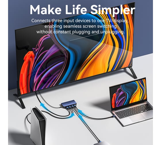 Переключатель (switch) VENTION 3x1 HDMI v2.0 AKML0